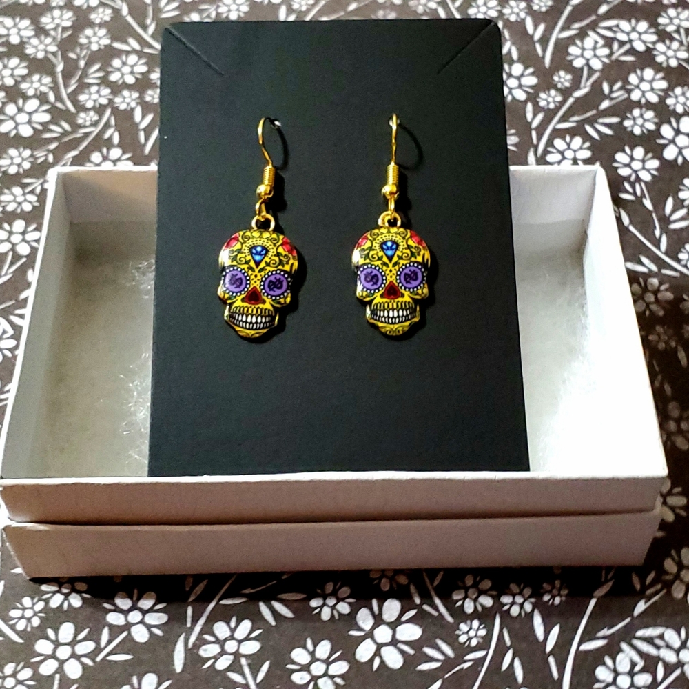 Sugar Skull Dia De Los Muertos Earrings Halloween